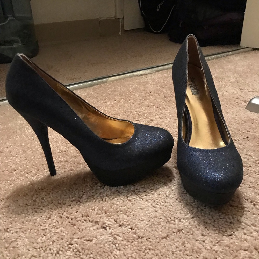 Glitter navy blue heels